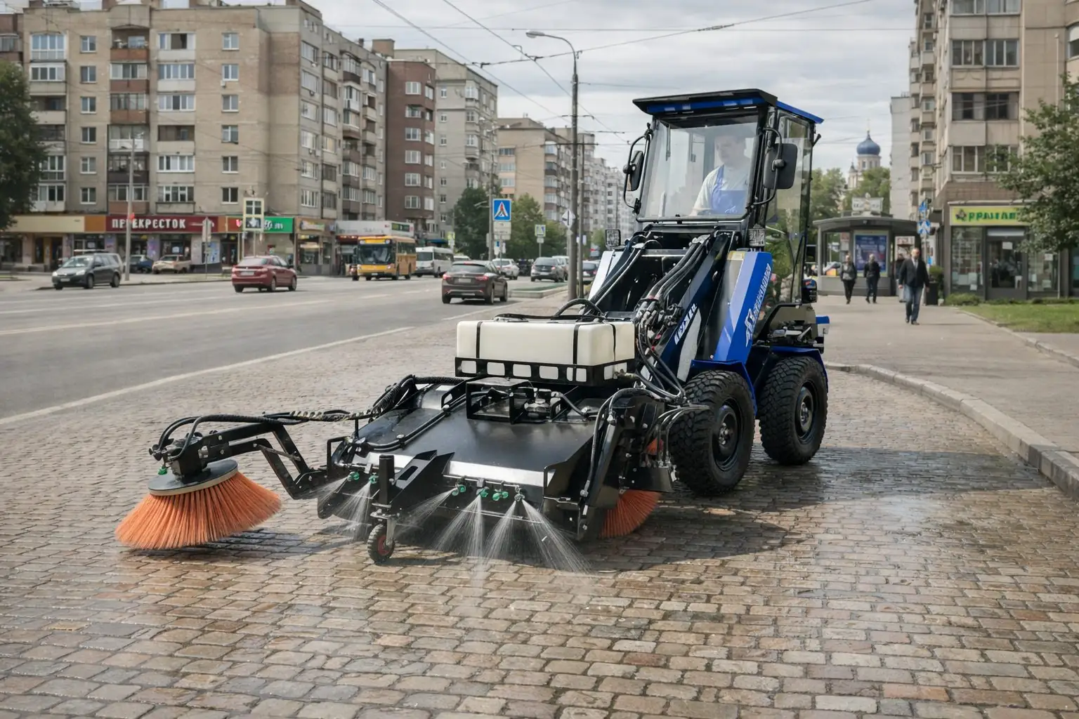 Мини-погрузчик с щеткой